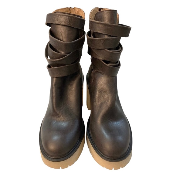 FREE PEOPLE Jesse Cutout Platform Lug Rubber Sole Leather Ankle Boots - Picture 9 of 16